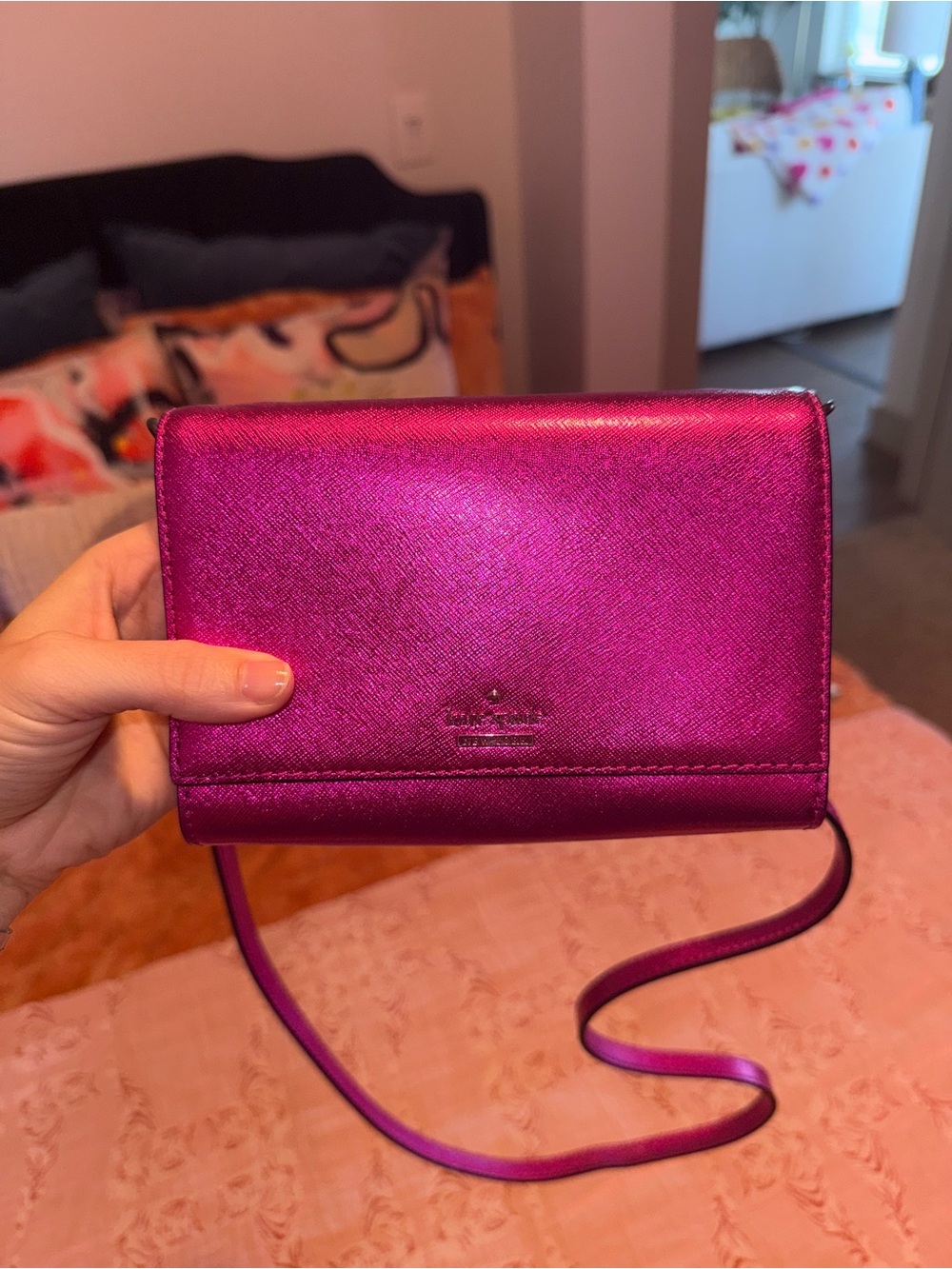 Kate Spade Metallic Fuchsia Crossbody